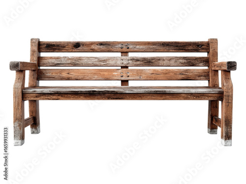 Relaxing on a rustic wooden bench in a peaceful park setting outdoor furniture tranquil environment side view
