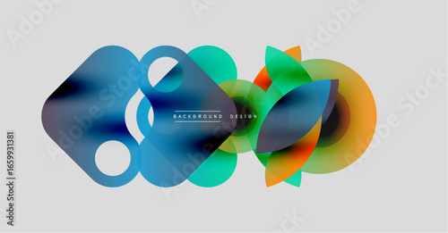 Abstract fluid shapes, vibrant colors blend. Modern design elements create dynamic composition. Soft gradients, smooth transitions visible.