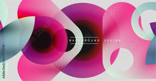 Abstract colorful circles overlap. Pink, blue, teal hues create modern design. Background text reads background design.