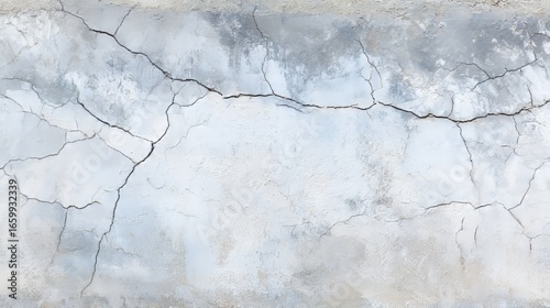 Grunge cracked concrete wall with distressed rough texture, abstract urban decay pattern, weathered cement surface background for industrial, vintage, retro, construction, architecture design concepts