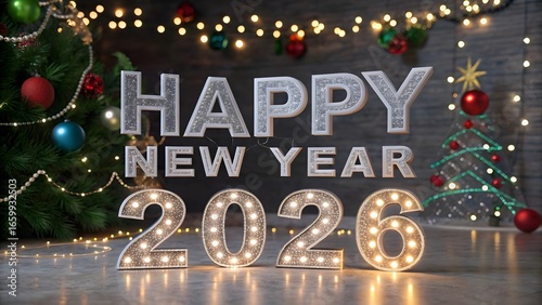 Happy New Year 2026 Golden Calligraphy on Red Festive Background, Happy new year 2026, welcome to 2026. happy new years. 