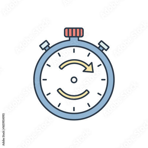 Stopwatch or timer icon with a refresh, repeat, and history symbol.