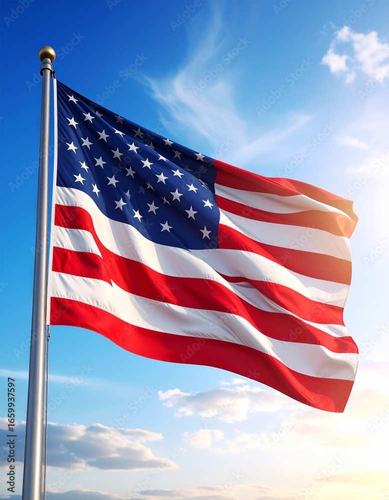 Fototapeta premium american flag waving in the wind