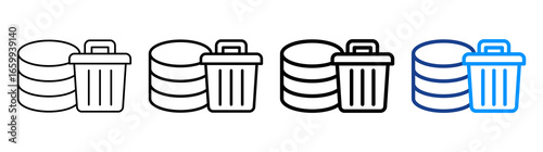 Delete Data Icon Different Style Outline Collection Set