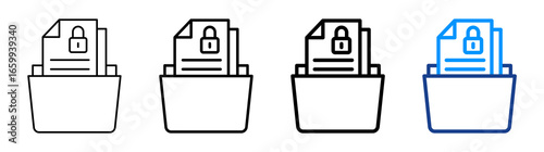 Secret File Icon Different Style Outline Collection Set
