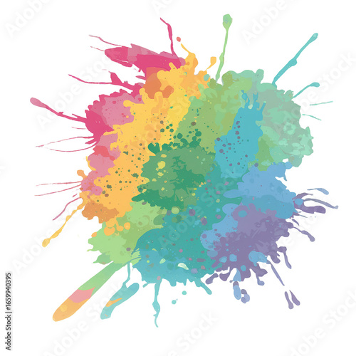 Abstract Rainbow Ink Splash: Vibrant, Energetic, Artistic Design Element