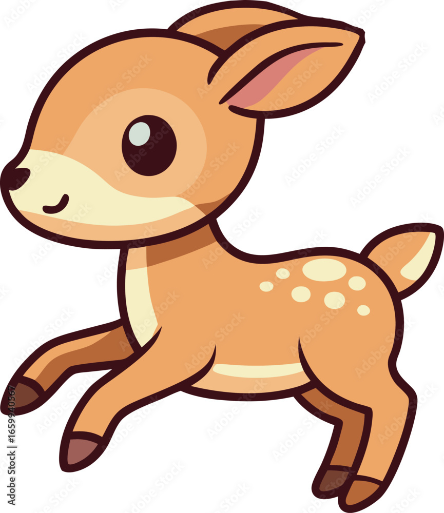 Obraz premium Cartoon Deer, Anime Deer, Cute and Funny Anime Deer Vector Illustration
