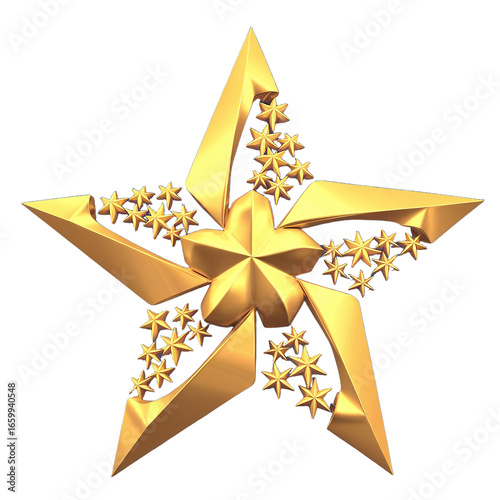 Ornate Luxurious Gold Star: Festive, 3D Render, Award, Celebration