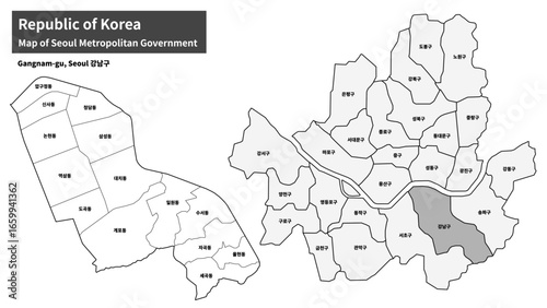 Seoul Gangnam-gu Map - Administrative Districts and Neighborhoods of Gangnam District, South Korea