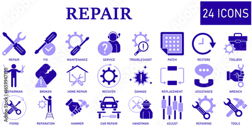 Set of repair Icons or symbols Vector fully editable file.