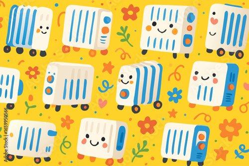 Radiator Character Pattern Cute Heating Design for Winter