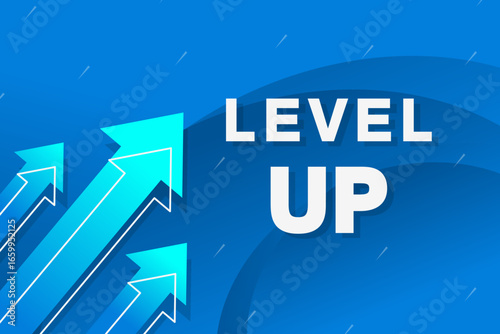 Level up with arrows isolated on dark background design concept for business and game vector illustration