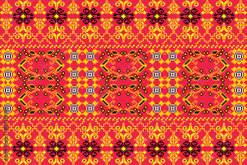 Crimson Kinship A Celebration of Ancestral Geometry pattern seamless