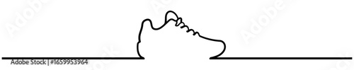 Black line with sneaker silhouette in the middle without background