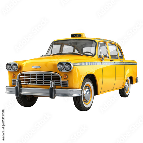 Bright yellow classic taxi with the 