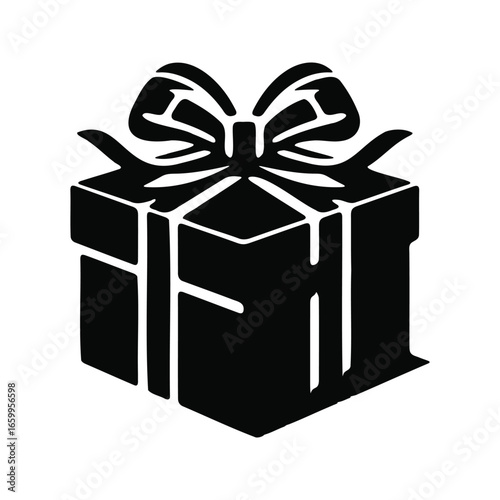 Simple gift box with ribbon vector illustration.