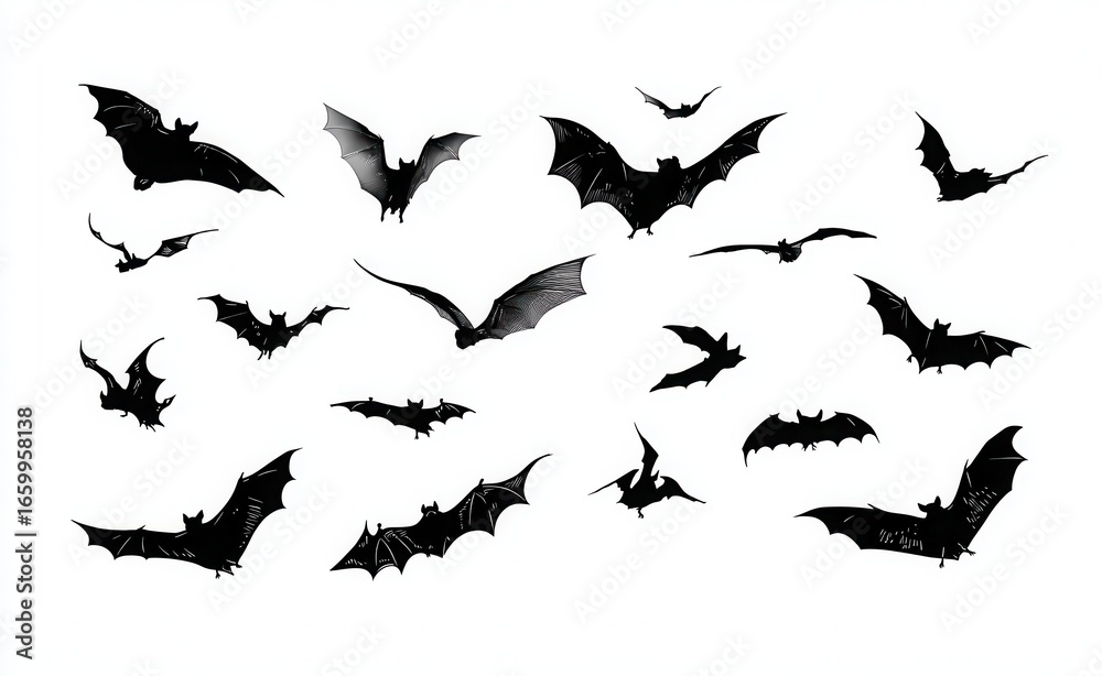 Fototapeta premium halloween bat, kawaii bats, set of bats