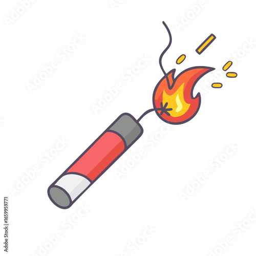 A close-up shot of a burning cigarette acting as a precarious fuse for a stick of dynamite, seconds from detonation. Emphasis on the imminent ... See More