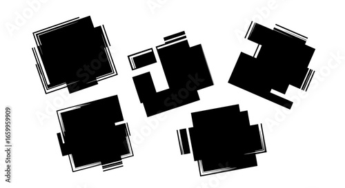 Dynamic black shapes with bold outlines create modern abstract backgrounds for impactful design projects