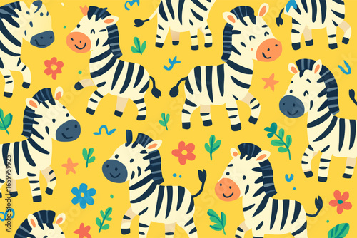 Creative Pattern Design Featuring Smiling Cameras and Flowers, Fun Art