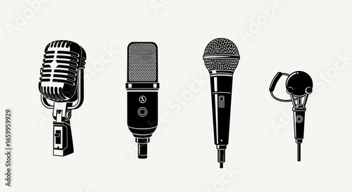 Explore diverse microphone styles vintage studio condenser and dynamic vocal models for audio recording and broadcasting