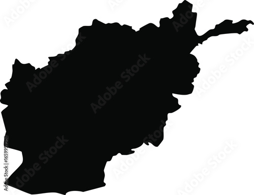 Black Silhouette Map Icon of Afghanistan Isolated on White Background