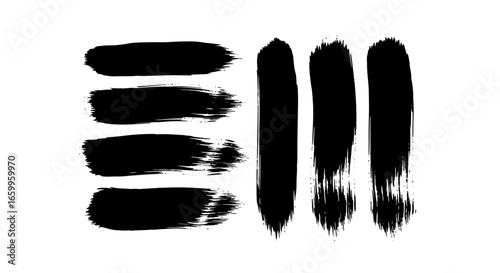 Dynamic black ink brush strokes add artistic flair and texture to modern design projects