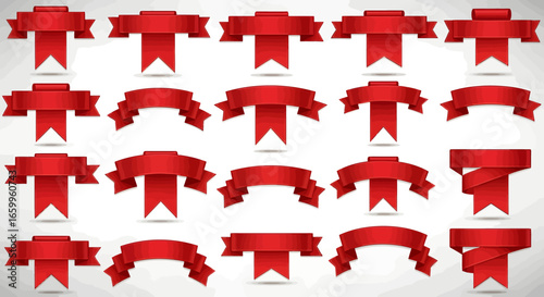 Stunning collection of versatile red ribbons and banners for impactful design and promotional needs