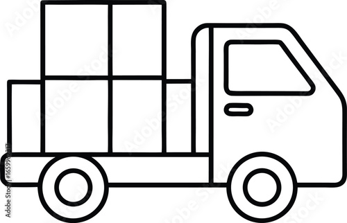 Cargo Boxes Delivery Truck Outline Illustration.