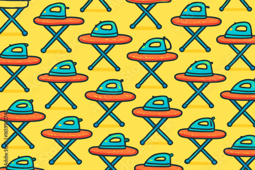 Colorful Irons on Boards, Graphic Design, Bright Yellow