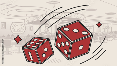 Rolling Dice in Casino Illustration
