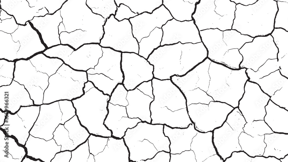 Illustration of cracked dry earth texture in hand-drawn vintage style, perfect for desert, drought, and environmental graphic design themes.