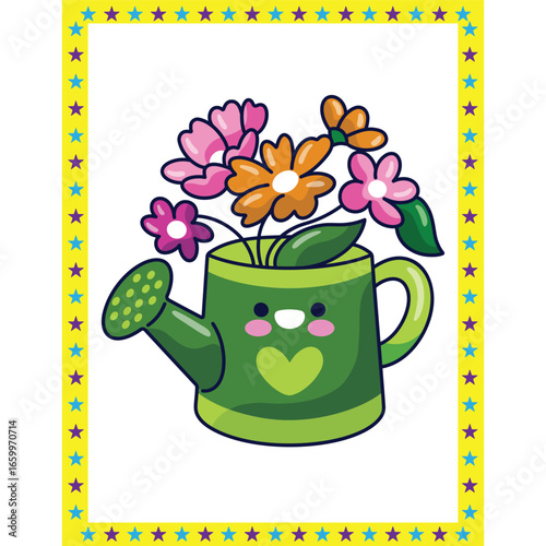 Classroom decoration vector art for kids colorful flower pot