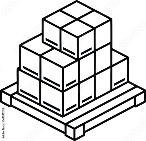 Warehouse Logistics Pallet Storage Outline Icon.