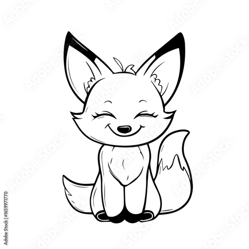 Cute and playful cartoon fox character smiling with joy in a whimsical style suitable for various creative projects