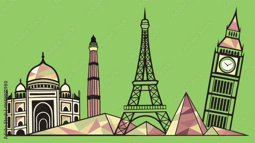 Obraz premium Geometric World Landmarks