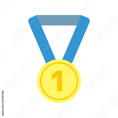 シンプルな金メダルアイコン：勝利・成功 - Simple Gold Medal Icon: Victory and Success