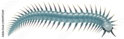 Deep-sea bristle worm with segmented body and iridescent setae