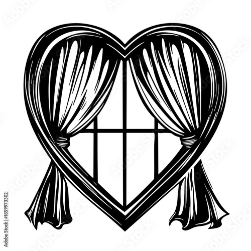 Heart-shaped window design featuring elegant curtains ideal for romantic decor in modern home interiors