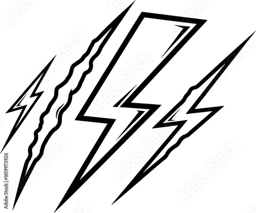 Dynamic lightning bolt icons symbolizing energy, power, and speed for impactful modern designs.