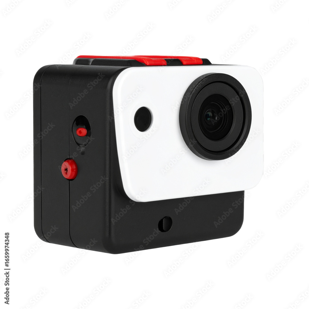 Fototapeta premium Action Camera isolated on transparent background. GoPro camera. Png and Jpg image
