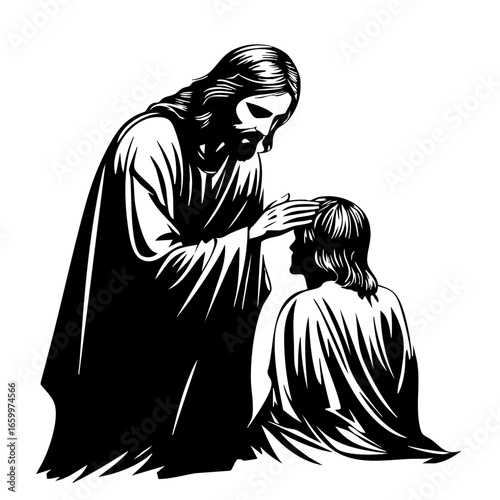 Jesus healing a sick person in a moment of compassion and grace showcasing a significant biblical event