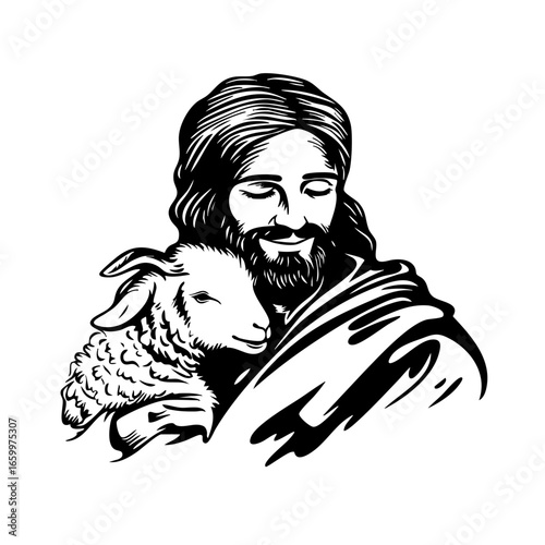 Religious figure holding a sheep, symbolizing compassion and care in spiritual leadership