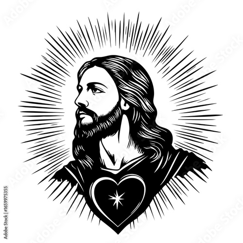 Depiction of a serene man with long hair and a radiant aura, symbolizing spiritual depth and compassion