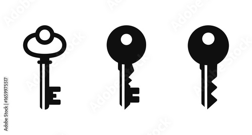 A black key with a hole in the middle set
