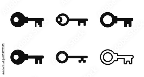 A black key with a hole in the middle set