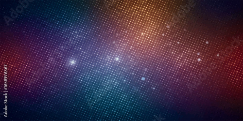 Cosmic galaxy inspired background with stars and halftone texture