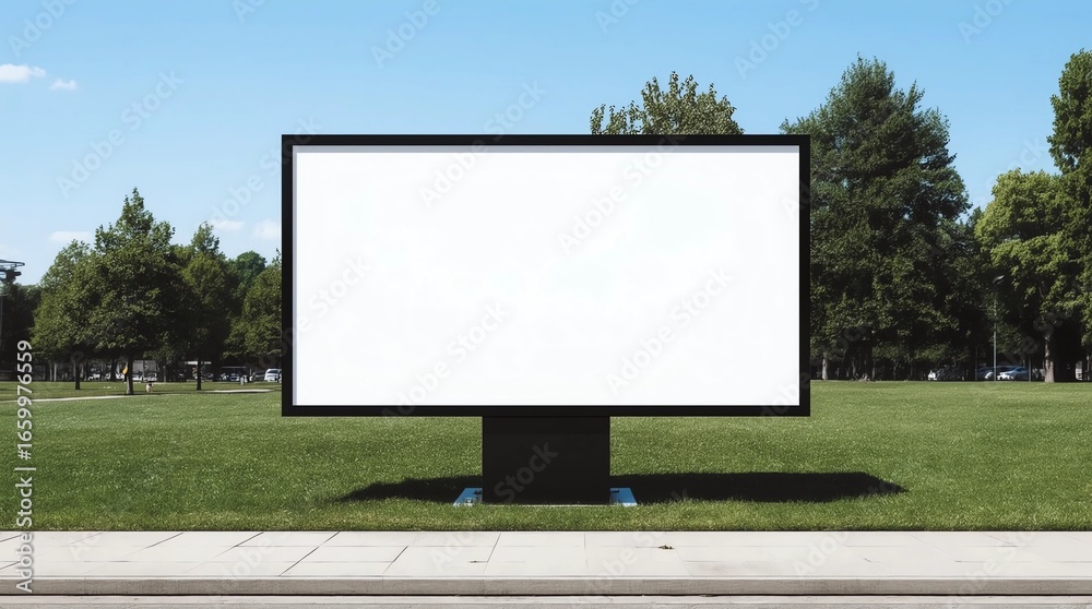 Fototapeta premium Large blank billboard located on the side of the road