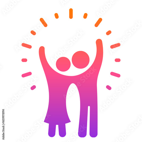 Happy Family Life Icon with Human Energy, Love and Positive Relationship Symbol.