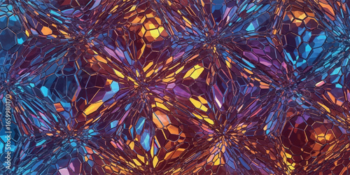 Colorful crystal gemstone abstract texture with glowing facets